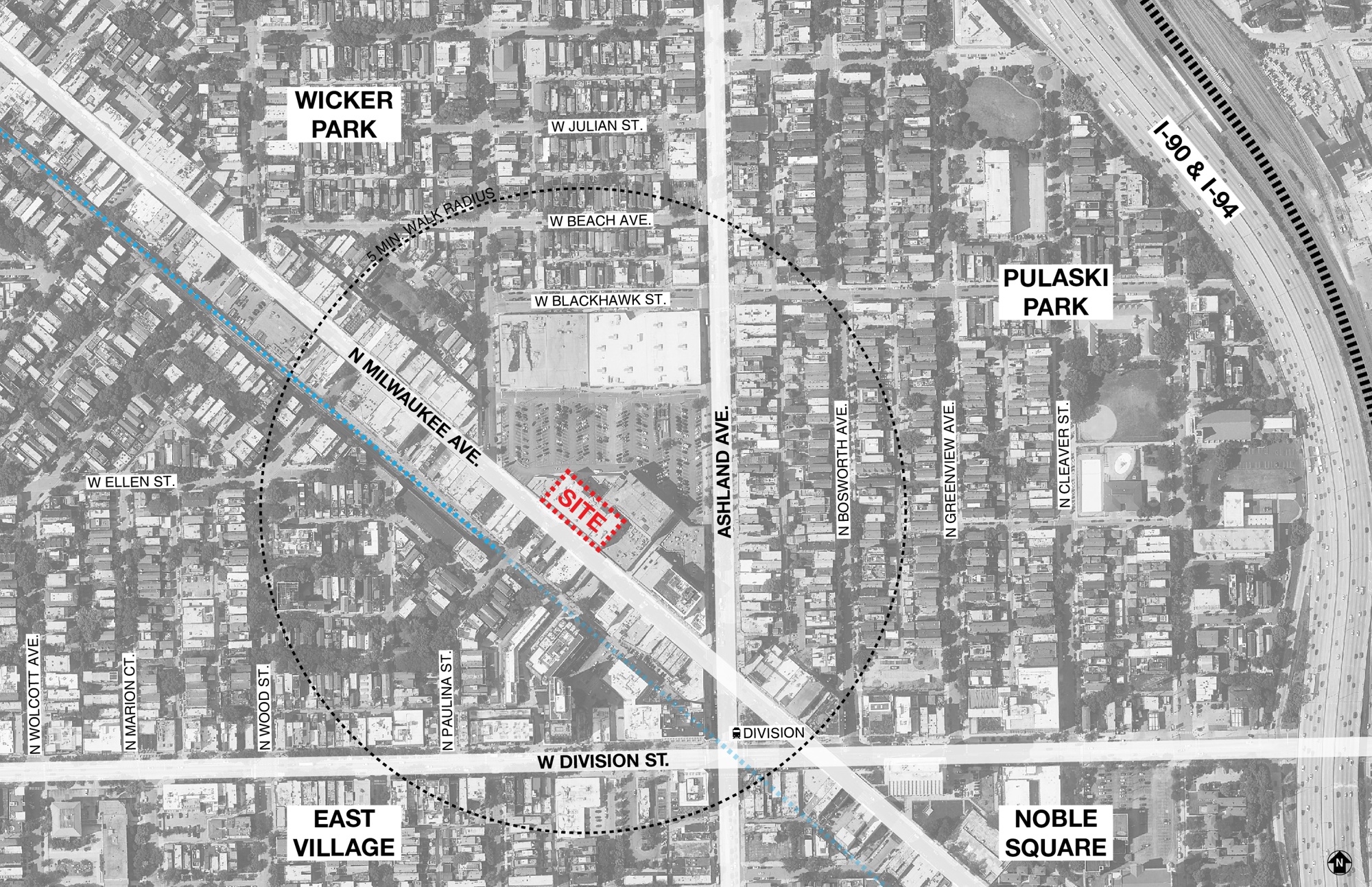 02_Wicker Park Commons CONTEXT MAP_Chicago_Hirsch_MPG_Architecture